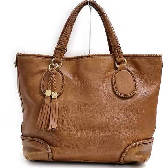 Gucci Marrakech Cabas Brown Leather Braided Trim  Handbag/Tote/Purse 🤎 - Picture 1 of 9